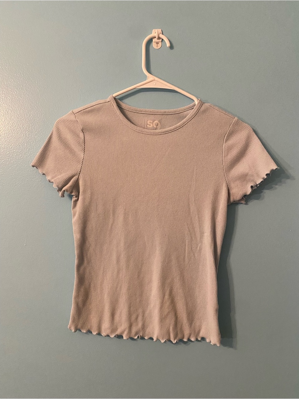 SO Soft Ribbed Short Sleeve Top in Light Blue